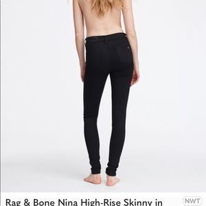 Rag and Bone High Rise Nina Skinny in No Fade Black